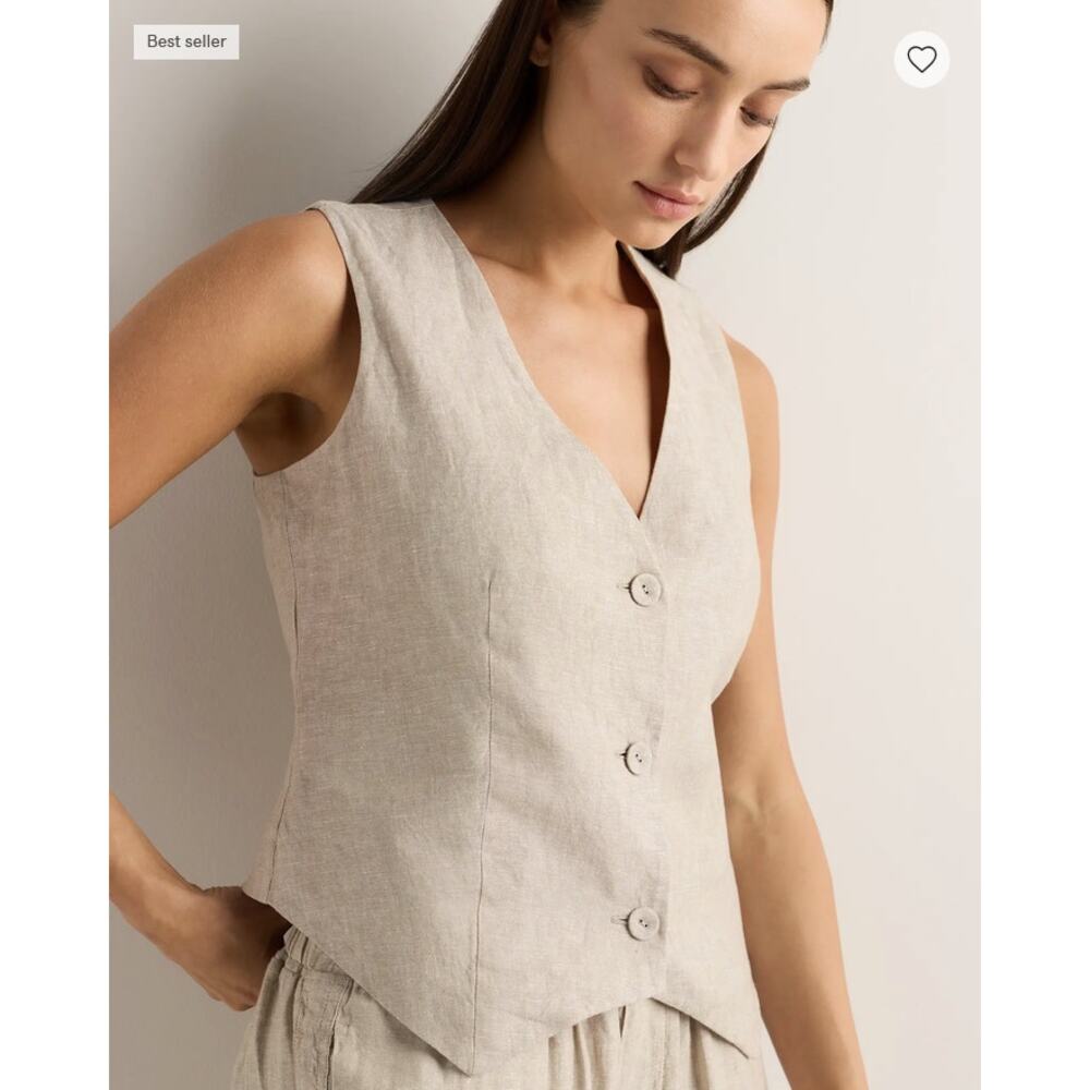 Quince 100% European Linen Vest Size M NWT - Picture 2 of 6